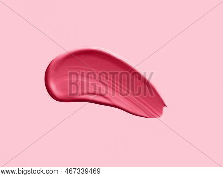 Liquid Foundation Isolated On Beige Nude Background. Smear Of Foundation For Face Or Lipstick. Cosme