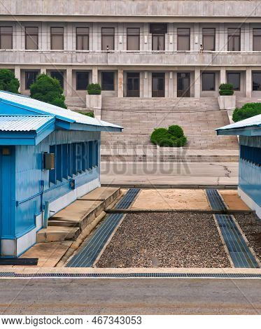 Panmunjom, South Korea - June 16 2010 : The Highly Militarized Border Between The Two Koreas And Pan