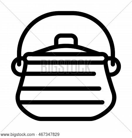 Iron Pot Cooking Line Icon Vector. Iron Pot Cooking Sign. Isolated Contour Symbol Black Illustration