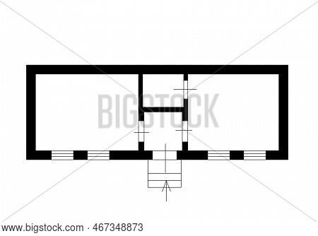 Set Of Groundfloor Blueprints. 2d Floor Plan. Floorplan.