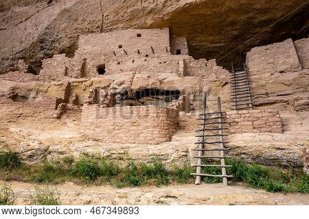 Ladders Connect Levels Of The Long House Cliff Dwelling In Mesa Verde National Park