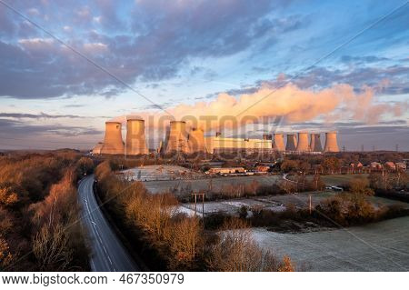 Drax Power Station, Uk - December 17, 2022. Aerial Landscape View Of Drax Power Station In North Yor