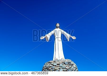 La Poma, Argentina - April 11, 2022: The Holy Hill And The Statue Of Christ