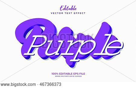 3d Purple Editable Text Effect. Vector Editable Text Effect