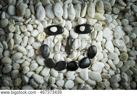 Stone Faces Small Black And White Stones With Sad Happy And Angry Faces