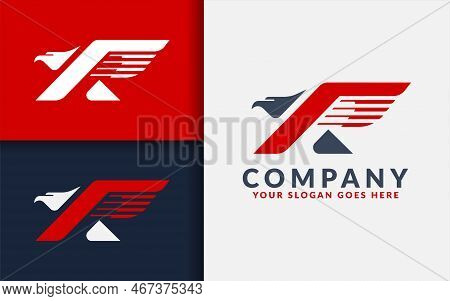 Abstract Initial Letter R Logo Design Combined With Eagle Shape Concept.
