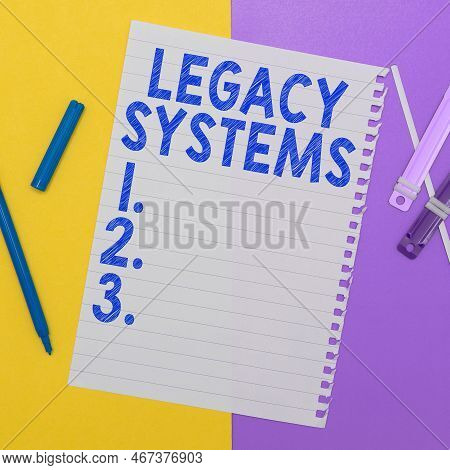Conceptual Caption Legacy Systems. Business Concept Old Method Technology Computer System Or Applica