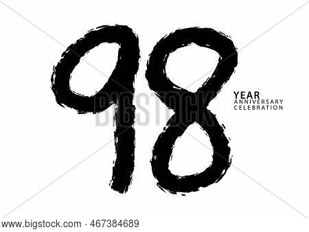 98 Year Anniversary Celebration Black Color Logotype Vector, 98 Number Design, 98th Birthday Invitat