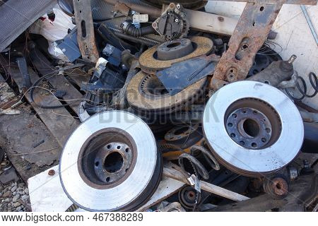 Scrap Iron And Scrap Metal, Waste And Garbage On A Junkyard