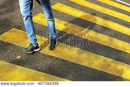 Geneva, Switzerland - September 15 2021: A Close Up Or Zoomed In Picture With The Legs Of A Person V