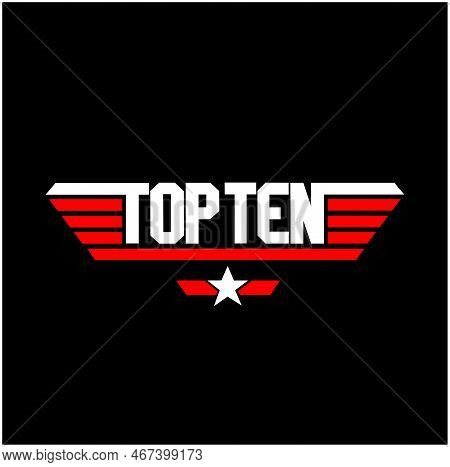 Top Ten Typography Icon With Two Colors. Top Ten Lettering.