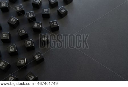 Blocks With Padlocks. The Concept Of Inaccessibility And Secrecy. Security Systems. Inaccessible And