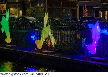 15  Decembar 2022, Amsterdam, Netherlands,  View On Amsterdam During The Light Festival In The Nethe