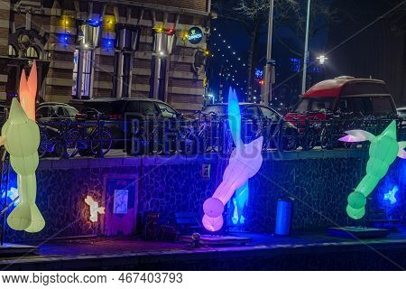 15  Decembar 2022, Amsterdam, Netherlands,  View On Amsterdam During The Light Festival In The Nethe