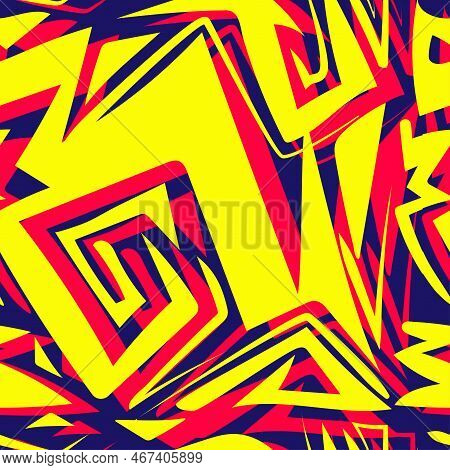 Abstract Distored Shapes Seamless Pattern Psychedelic Colors Vector Texture.trippy Acid Colors Patte