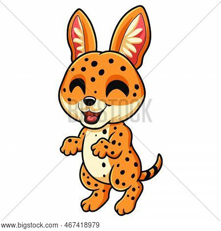 Vector Illustration Of Cute Serval Cat Cartoon Standing