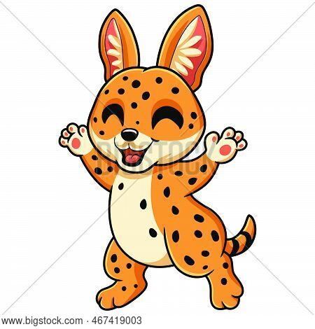 Vector Illustration Of Cute Serval Cat Cartoon Walking