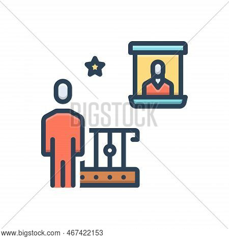 Color Illustration Icon For Appears Standing Star Photo Frame Faceless Appearance Mirror Same Take-a