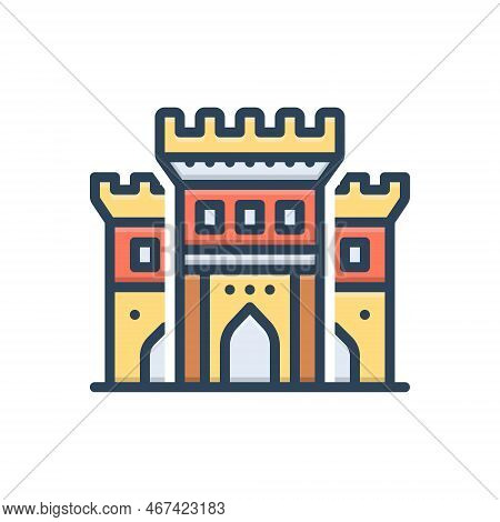 Color Illustration Icon For Andale Temple Andalous Cathedral-interior Mosque Muslim-place