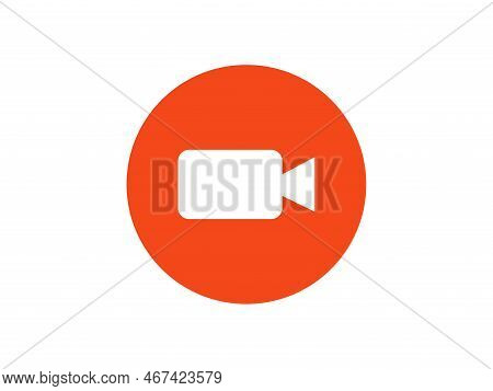 Video Camera Icon. Video Recording Symbol For The Website, Applications, User Interface. 
Flat Round