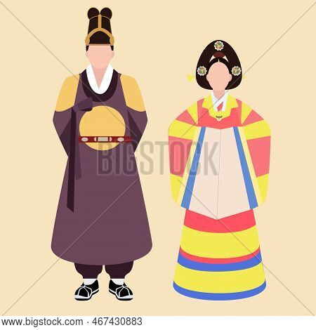 Men And Women In Beautiful Korean Traditional Clothes, Hanbok. Traditional Korean Outfits. Korean Fo