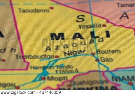 Map View Of Mali On A Geographical Globe