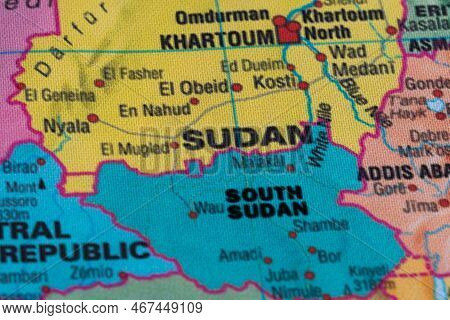 Map View Of Sudan On A Geographical Globe