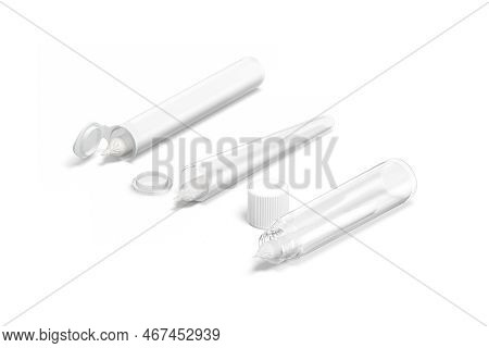 Blank White Weed Joint With Plastic Tube Pack Mockup, Isolated, 3d Rendering. Empty Marihuana Stuff 