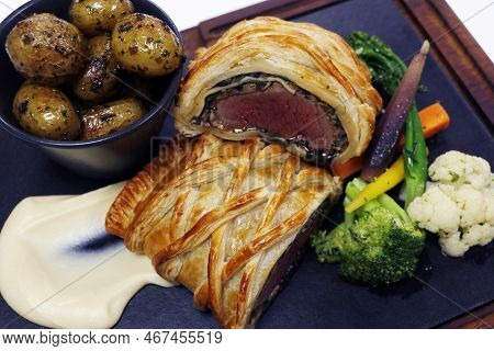 Traditional Beef Wellington Recipe With Puff Pastry, Similar To French Classic Dish Pithivier