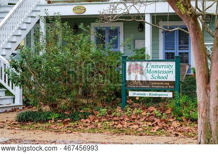 New Orleans, La - December 13: Front Of University Montessori School On Burthe Street On December 13