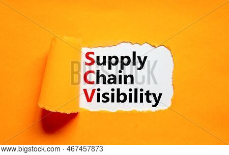 Scv Supply Chain Visibility Symbol. Concept Words Scv Supply Chain Visibility On White Paper On A Be