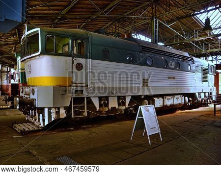Chomutov, Czechia - September 04, 2022: Historical Locomotive T 471 Named Brejlovec From Year 1971 I