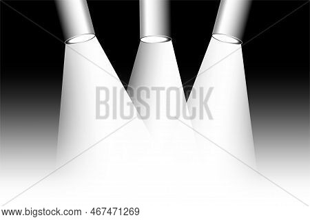 Realistic Searchlights. Festive Background. Vector Illustration. Stock Image.