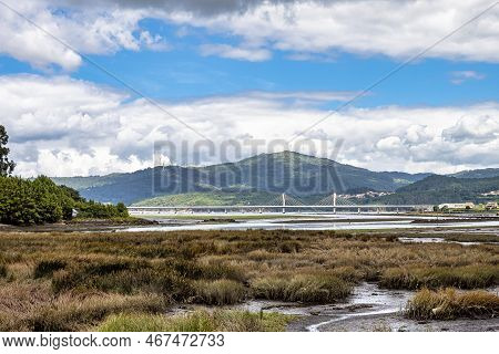 Bridge Puente Atirantado Ria De Noia In The Town Of Noia In Galicia, Spain In Europe