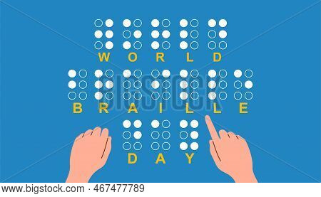 World Braille Day. Alphabet For Blind, Reading Braille Code Signs. 4 January Flat Vector Symbol.