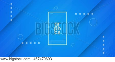 Abstract Bright Blue Background With Geometric Shapes Compotition.colorful Blue Design. Simple Elega