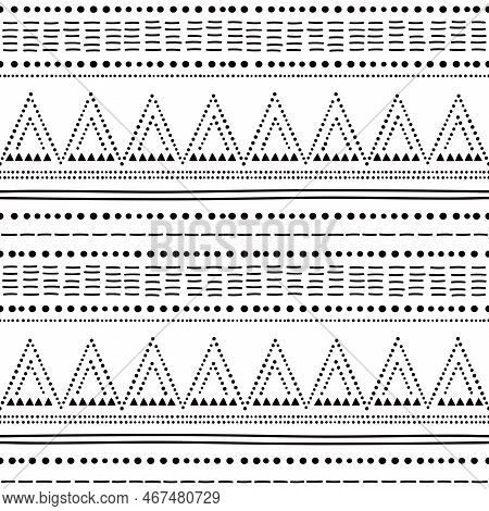 Prehistoric Pottery Bell Beaker Culture Inspired Seamless Pattern - Folk Art, Repetitive Design In B