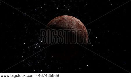 Fictional Makemake With Stars. Photo Realistic 3d Planet.
