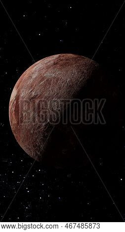 Fictional Makemake With Stars. Photo Realistic 3d Planet.