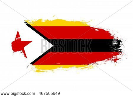 Flag Of Zimbabwe On White Stroke Brush Background