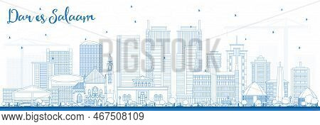 Outline Dar Es Salaam Tanzania Skyline With Blue Buildings. Vector Illustration. Business Travel And