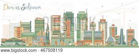 Dar Es Salaam Tanzania Skyline With Color Buildings. Vector Illustration. Business Travel And Touris