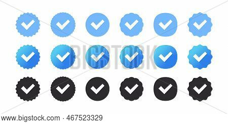 Verification Check Marks. Profile Verification Vector Icons. Verification Icons Of Different Forms. 