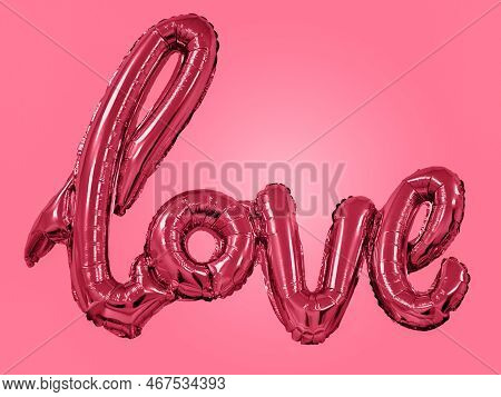 Inflatable Letters Love Toned In Color Of 2023 Viva Magenta. Balloon Lettering Love Colored In Viva 