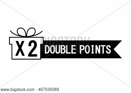 Gift Double Points Icon. Marketing Concept. Business Success. Vector Illustration. Stock Image.