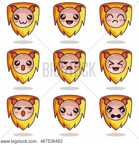 Emoticon Lion Animals All Set Design Vector Illustration Minimalist Icon Abtsrtack Color