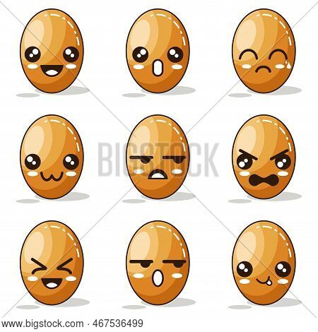 Emoticon Egg All Set Design Vector Illustration Minimalist Icon Abtsrtack Color
