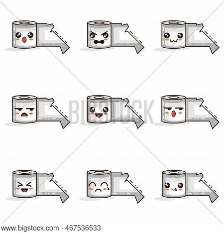 Emoticon Tissue All Set Design Vector Illustration Minimalist Icon Abtsrtack Color