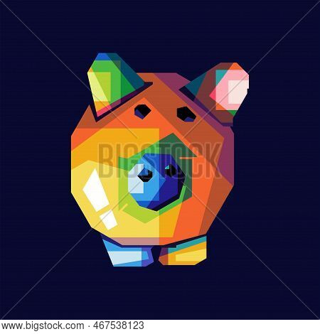 Colorful Pig Piggy Bank Design Illustration, Wpap Pop Art Vector Technique