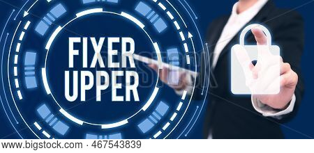 Text Sign Showing Fixer Upper. Conceptual Photo House In Need Of Repairs Used Chiefly Connection Wit